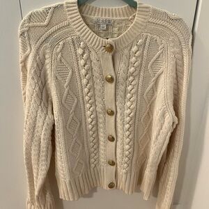 J. Crew Women's Cream Cable Knit Cardigan